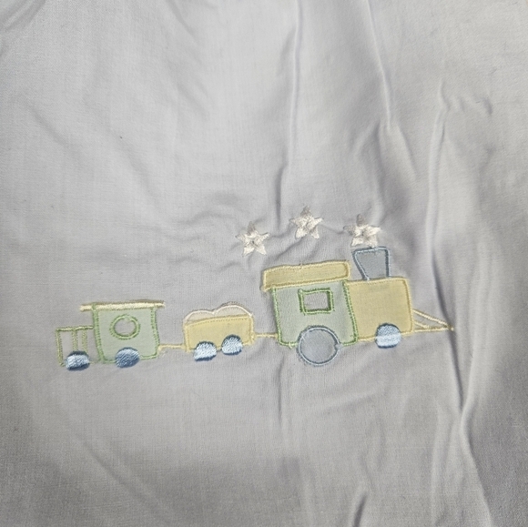 Vintage Babycrest Baby‎ Blue Embroidered Train Romper 24M Boys O12 - Picture 4 of 10